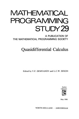 Quasidifferential Calculus