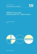 FERMAT Days 85 : Mathematics for Optimization