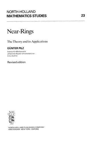 Near-Rings : The Theory and its Applications