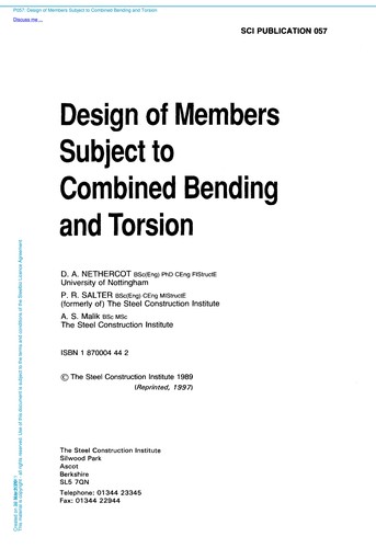 Design of Members Subject to Combined Bending and Torsion
