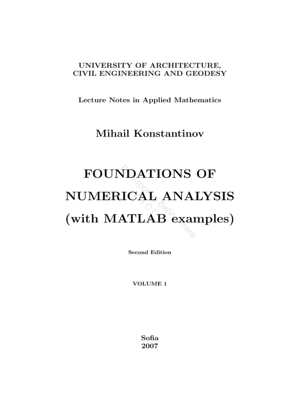 Foundations of Numerical Analysis (with MATLAB examples)