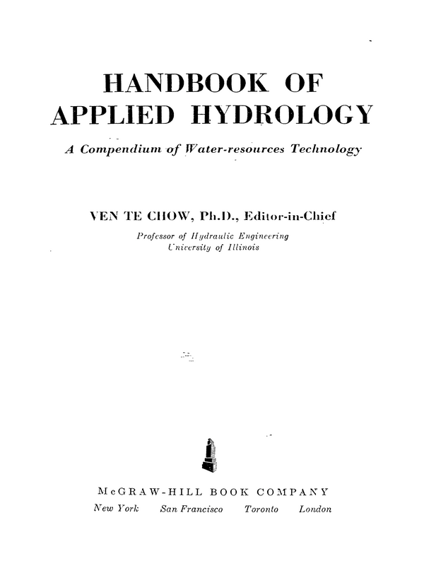 Handbook of Applied Hydrology. A Compendium of Water-resources Technology