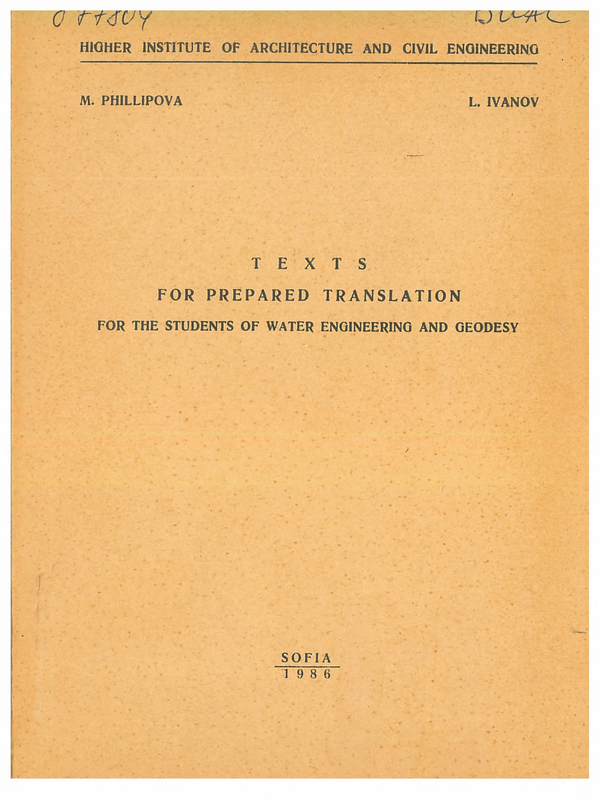 Texts for prepared translation for the students of water engineering and geodesy