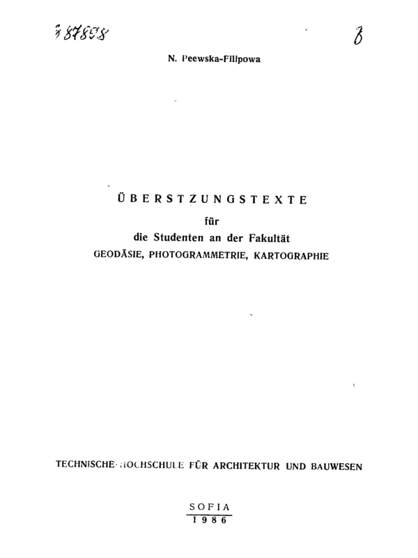 Ubersetzungstexte fur die Studenten an der Fakultet geodesie, photogremmetrie, kartografie