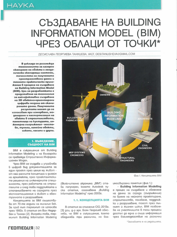 Създаване на Building Information Model (BIM) чрез облаци от точки