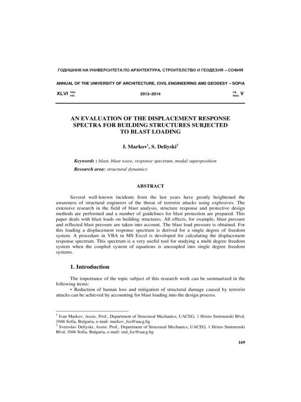 An Evaluation of the Displacement Response Spectra for Building Structures Subjected to Blast Loading