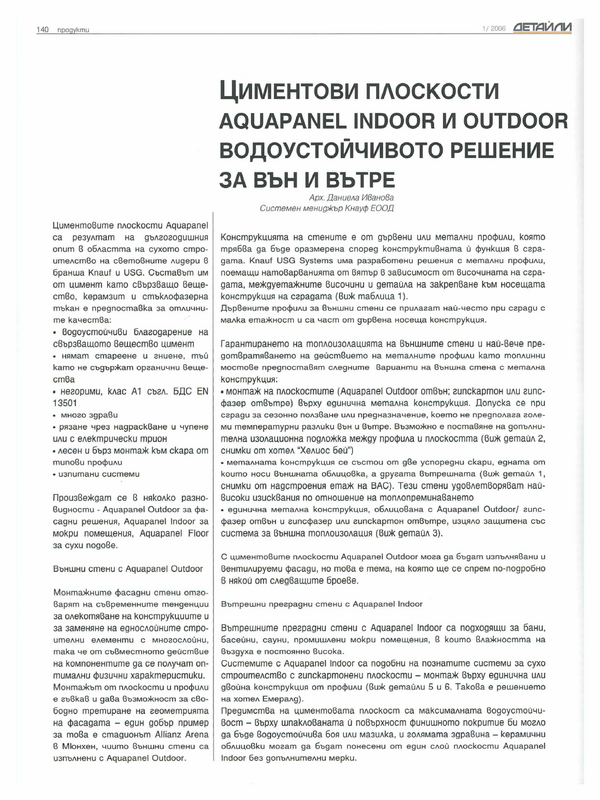 Циментови  плоскости  Aquapanel  indoor  и  outdoor  - водоустойчивото решение за вън и вътре