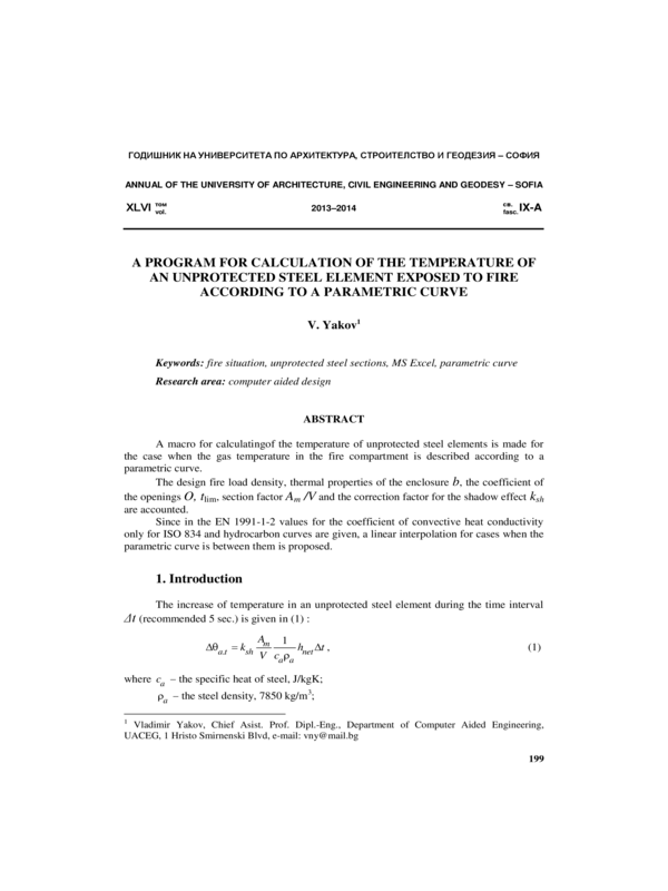 A Program for calculation  of the temperature of an unprotected steel element exposed to fire according to a parametric curve