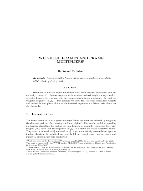 Weighted frames and frame multipliers