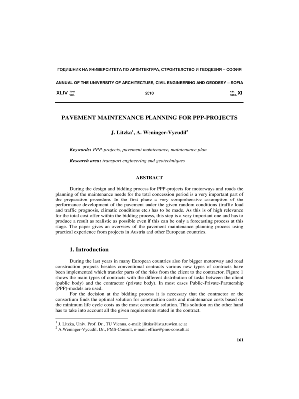 Pavement maintenance planning for PPP-projects