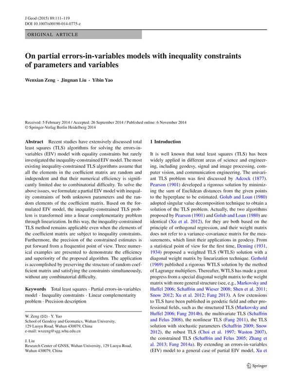 On partial errors-in-variables models with inequality constraints of parameters and variables