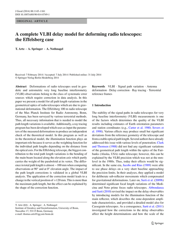 A complete VLBI delay model for deforming radio telescopes: the Effelsberg case