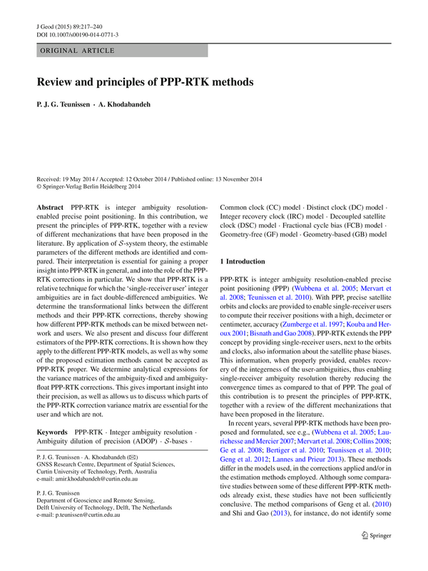 Review and principles of PPP-RTK methods