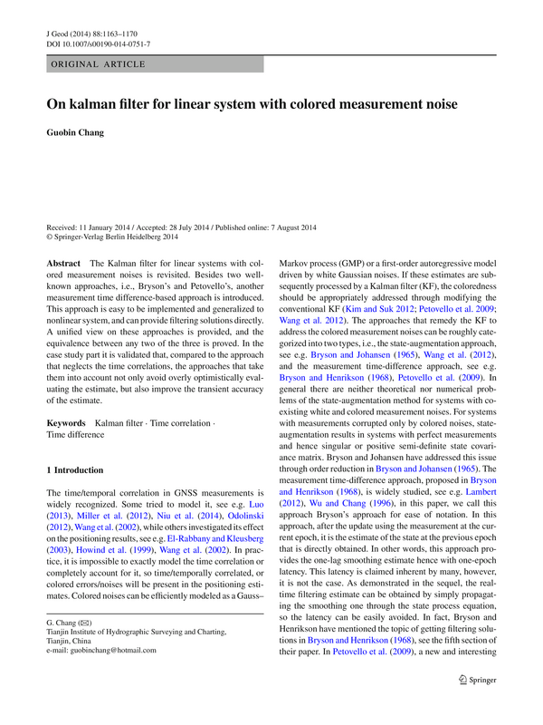 On kalman filter for linear system with colored measurement noise