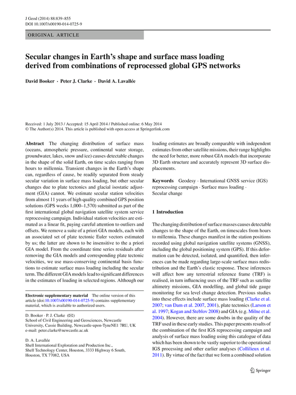 Secular changes in Earth’s shape and surface mass loading derived from combinations of reprocessed global GPS networks