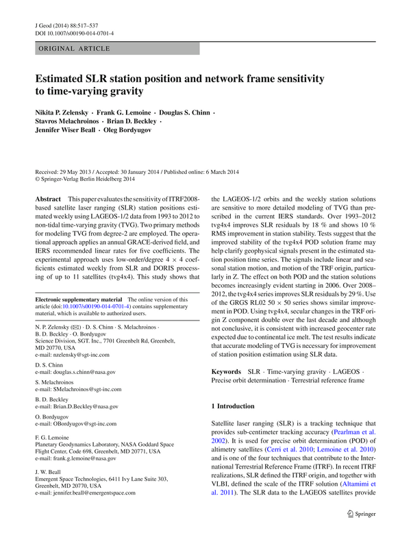 Estimated SLR station position and network frame sensitivity to time-varying gravity