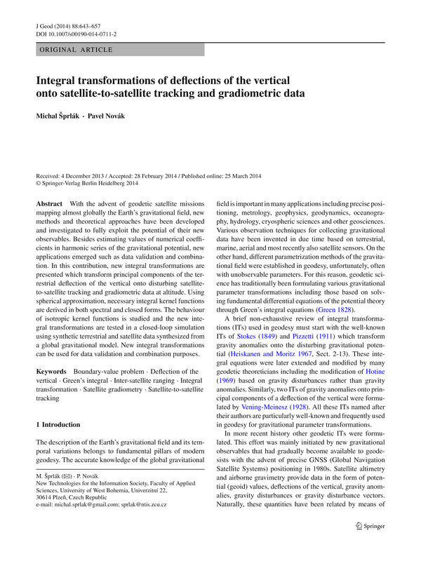 Integral transformations of deflections of the vertical onto satellite-to-satellite tracking and gradiometric data