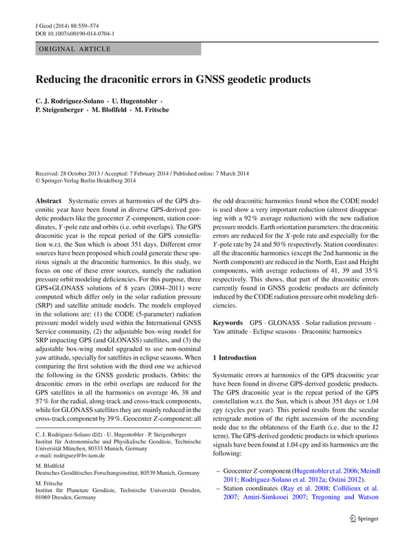 Reducing the draconitic errors in GNSS geodetic products