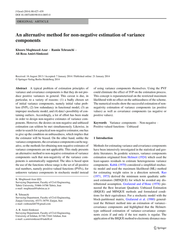 An alternative method for non-negative estimation of variance components