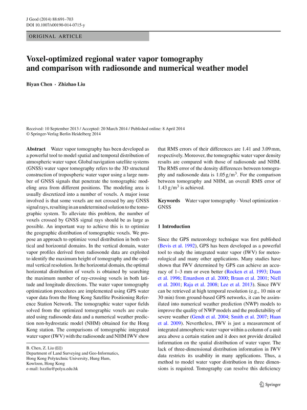 Voxel-optimized regional water vapor tomography and comparison with radiosonde and numerical weather model