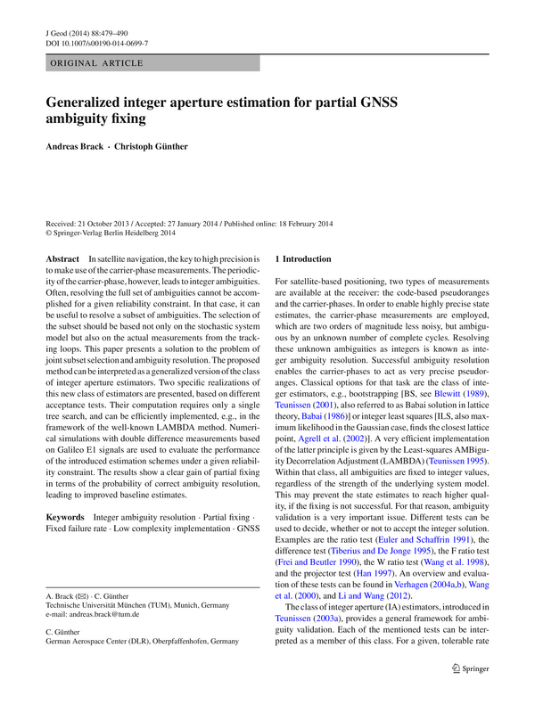 Generalized integer aperture estimation for partial GNSS ambiguity fixing