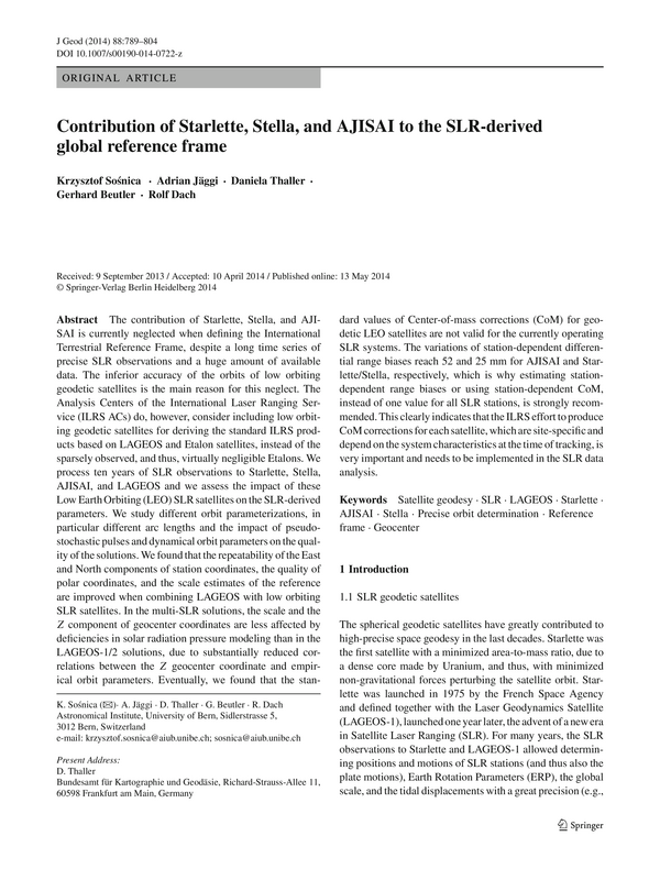 Contribution of Starlette, Stella, and AJISAI to the SLR-derived global reference frame