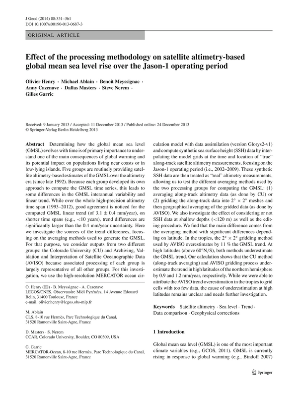 Effect of the processing methodology on satellite altimetry-based global mean sea level rise over the Jason-1 operating period