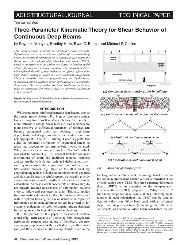 Three-Parameter Kinematic Theory for Shear Behavior of Continuous Deep Beams