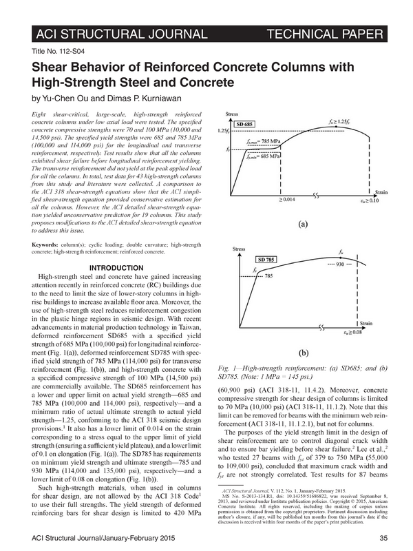 Shear Behavior of Reinforced Concrete Columns with High-Strength Steel and Concrete