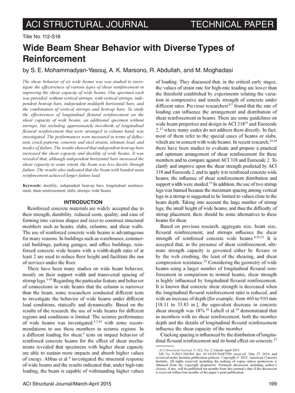 Wide Beam Shear Behavior with Diverse Types of Reinforcement