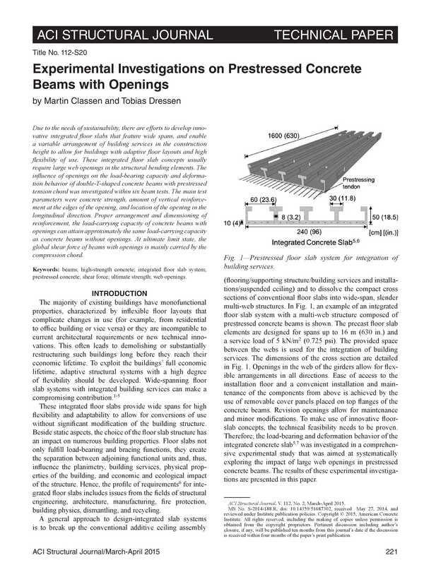 EXPERIMENTAL INVESTIGATIONS ON PRESTRESSED CONCRETE BEAMS WITH OPENINGS