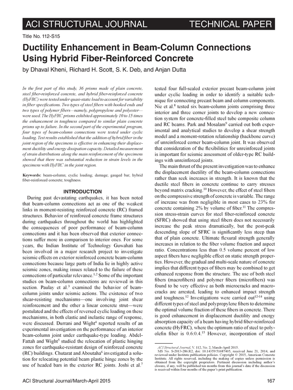 DUCTILITY ENHANCEMENT IN BEAM-COLUMN CONNECTIONS UNDER CYCLIC LOAD USING HyFRC