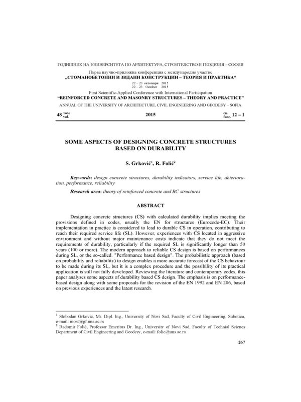 Some Aspects of Designing Concrete Structures Based on Durability