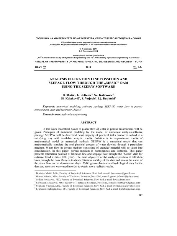 Analysis Filtration Line Possition and Seepage Flow through the 