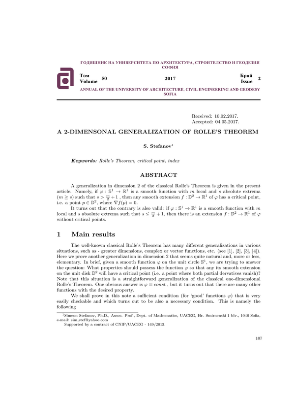 A 2-dimentional generalization of rolle's theorem